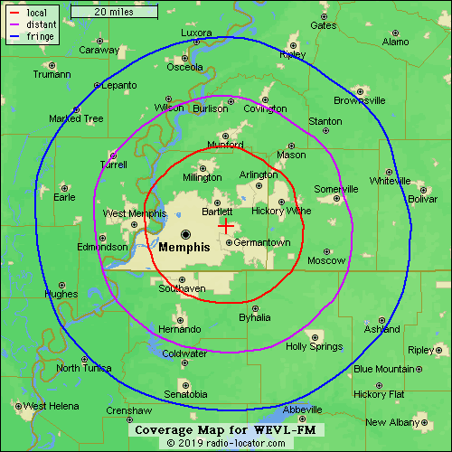 WEVL Coverage Area